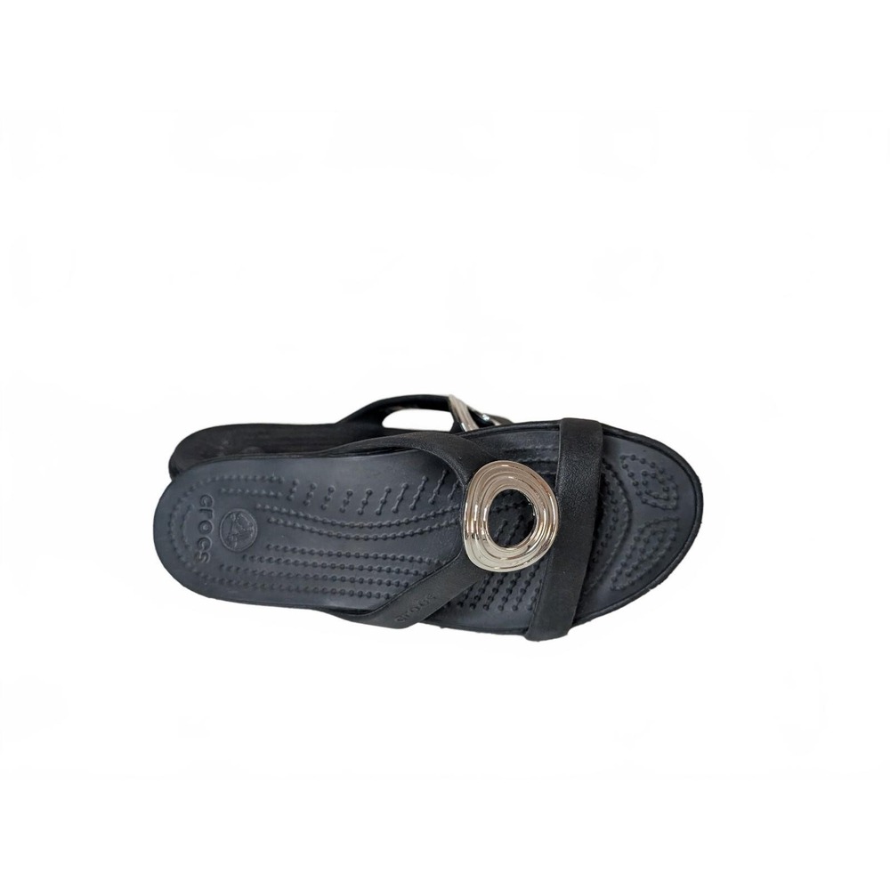 Crocs Sanrah Beveled Circle Slide Sandals Black Women's Size 5